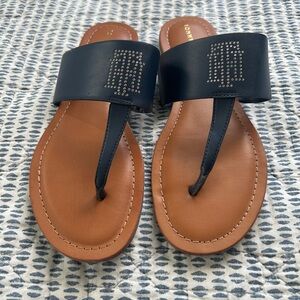 Tommy Hilfiger Women's Black and Tan Sandals Size 8